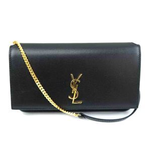 Saint Laurent Cassandre phone holder strap black smooth leather